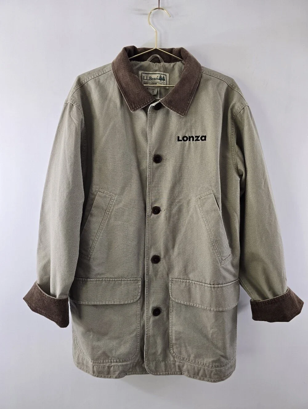 LL Bean Barn Jacket Corduroy Trim Vintage VTG 90s Y2k Chore Coat Button Front M - Picture 1 of 15